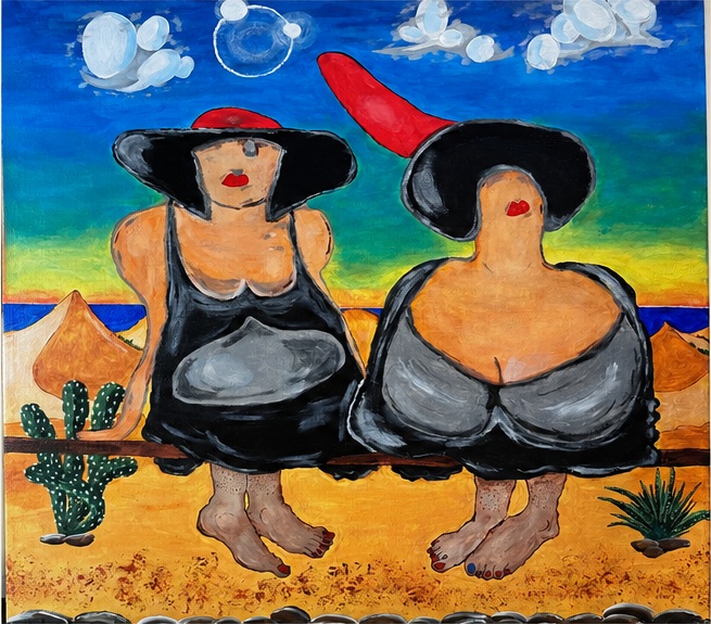 Dos Amigas tomando el sol en la playa Venus